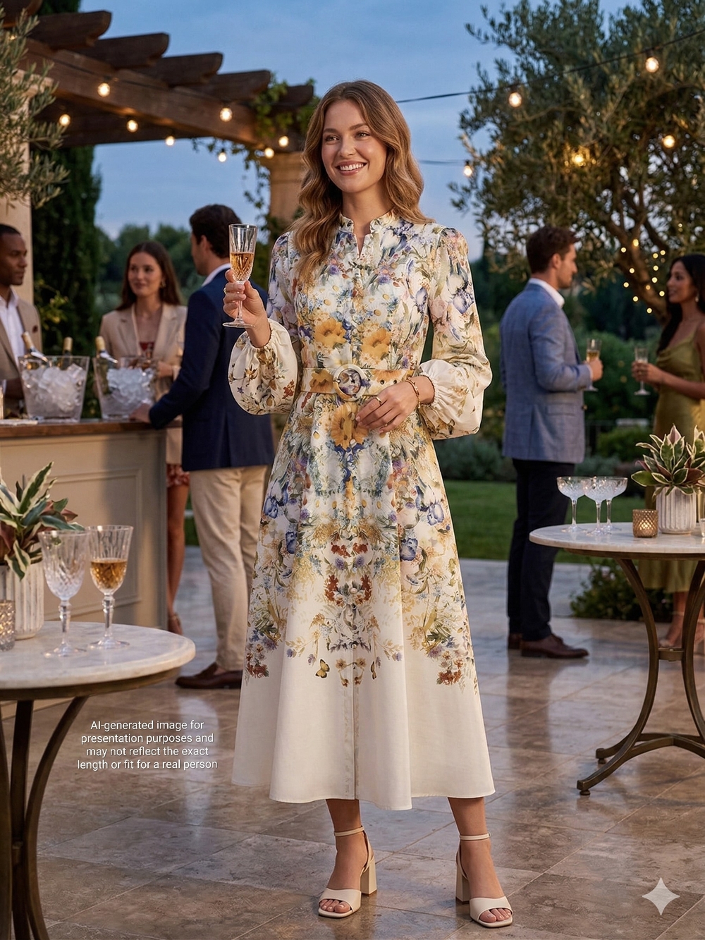 Commense Floral Belted Maxi Dress - M - Picture 4 of 8